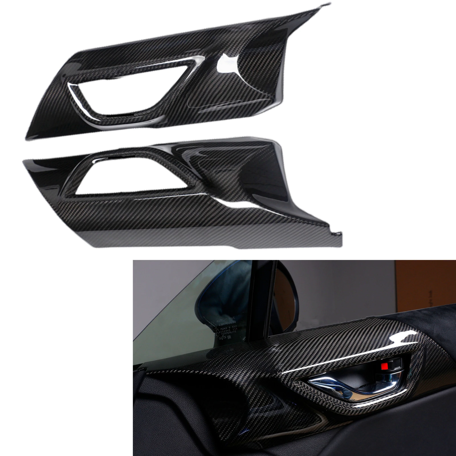 Real Carbon Fiber Interior Door Lock Panel Trim Cover Decorative For SUBARU BRZ TOYOTA GR86 2022-2024