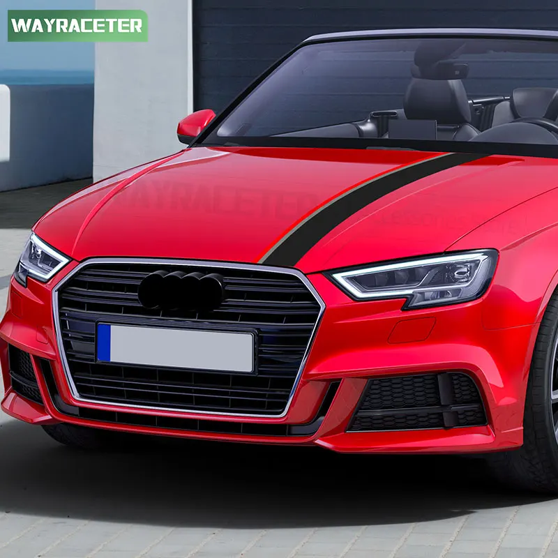 Sport Performance Tri Color Engine Cover Vinyl Decal Hood Bonnet Stripes Sticker For Audi A3 8V 8Y 8P 8L S3 RS3 Accessories view 4