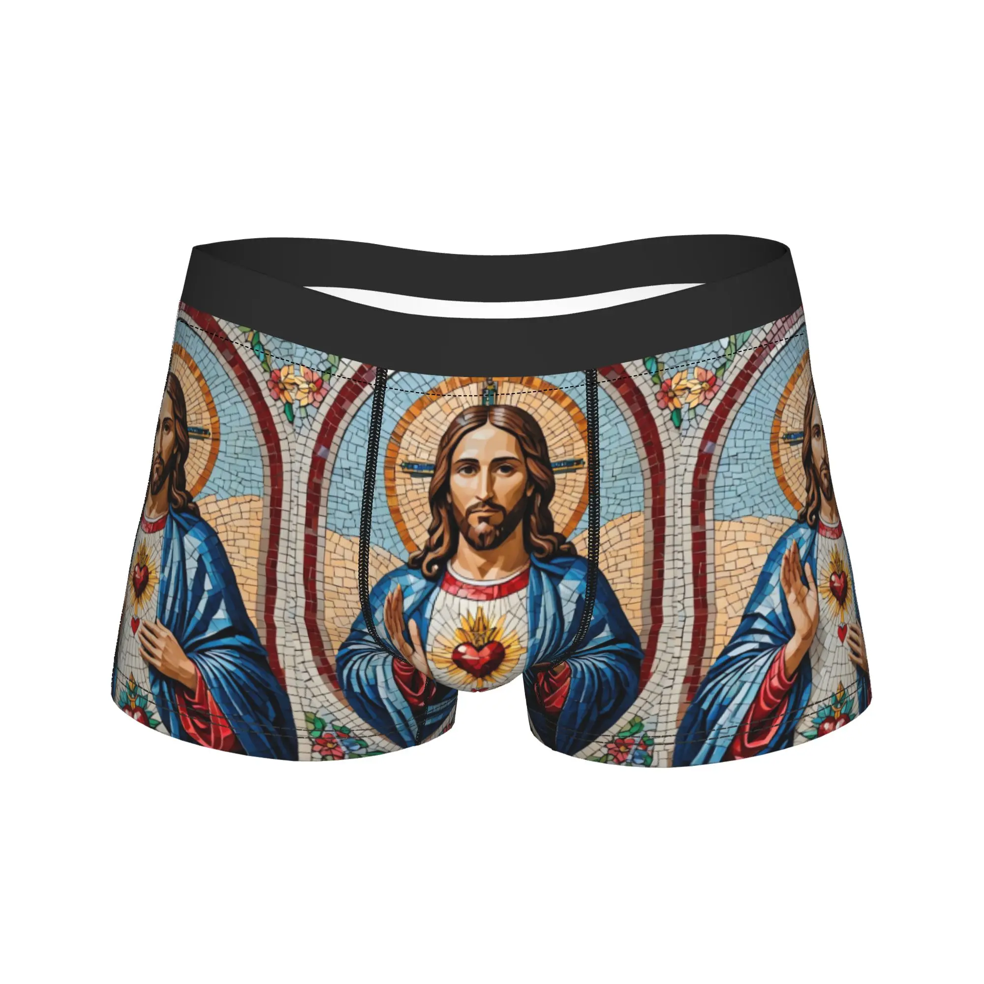 Sacred Heart Jesus Underwear  Custom DIY Boxer Shorts Hot Sale Male Underpants Comfortable Shorts Briefs Birthday Gift