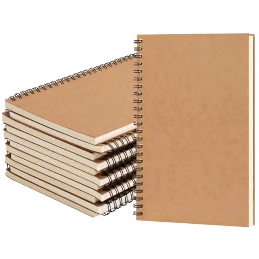 

12 Pack A5 Blank Spiral Notebooks Sketchbooks Unlined Journals 5.5 x 8.3in 50 Sheets 100 Pages Ideal for Drawing Art Projects S