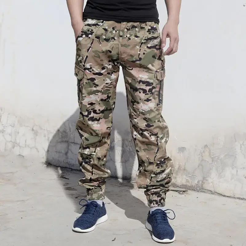 

Loose Long New In Cargo Pants Man Korean Style Cotton Trousers Men Wide Straight Baggy Camo Streetwear Polyester Sale JJ1333