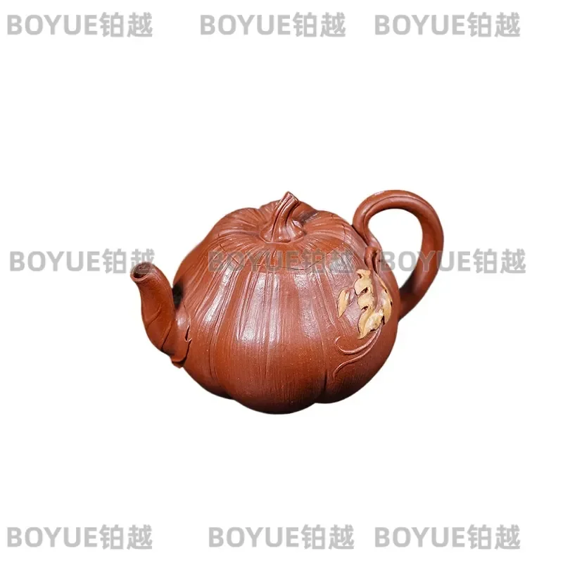 Yixing Zisha Teapot Raw Ore Red Clay Handmade Pumpkin Shape Kung Fu Tea Set Small Single Pot Traditional Chinese Ceramic Ware