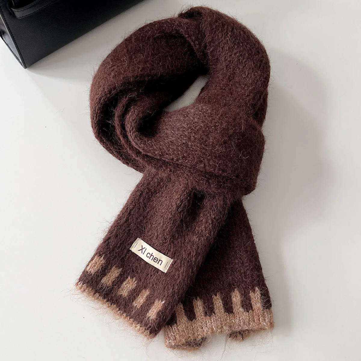Women Fluffy Knit Textured Shawl Thick Soft Long Neck Scarf Versatile Warm Winter Neck Wrap For Autumn Winter Matching