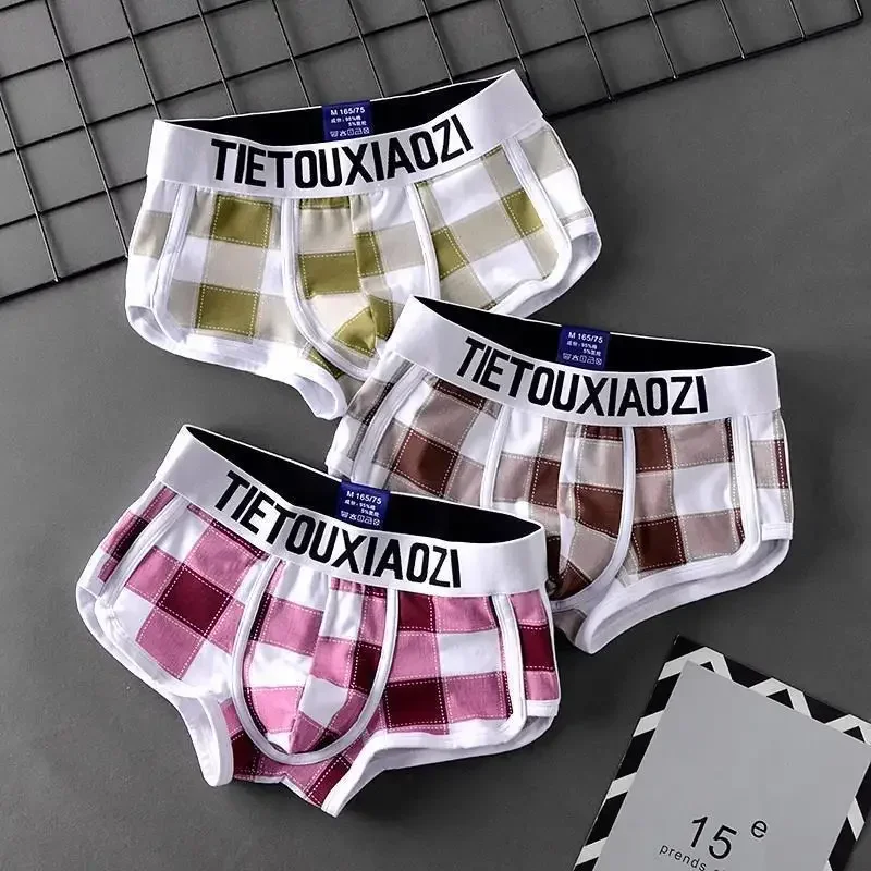

Trendy Plaid Men's Underwear Fashion Cotton Boxer Shorts Summer Youth Personality Breathable FMale Comfortable Boxershorts