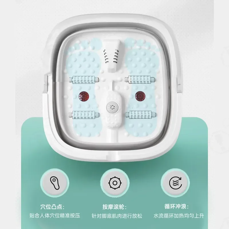 Portable Folding Electric Foot Bath with Heating Constant Temperature Massage and Moisture Removal for Home Use