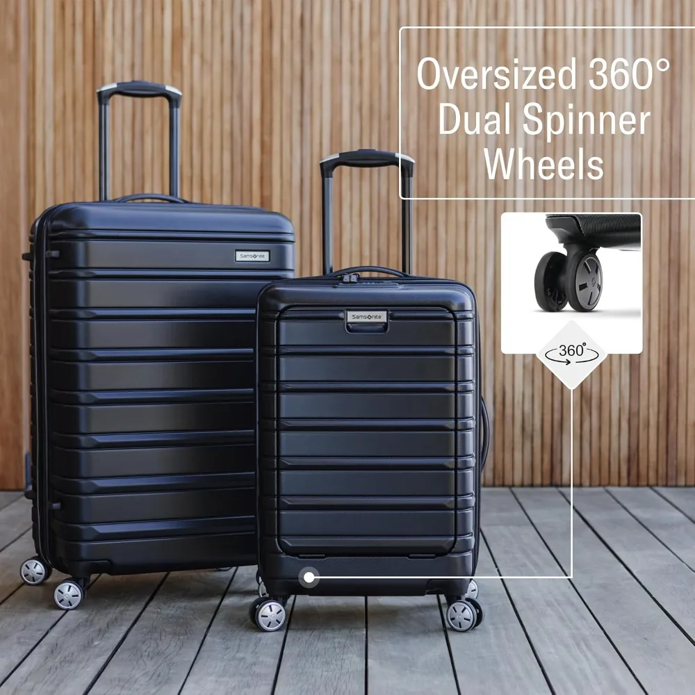 Carry-On Luggage 22x14x9 Airline Approved, Spinner Wheels, USB Port, Expandable, Black