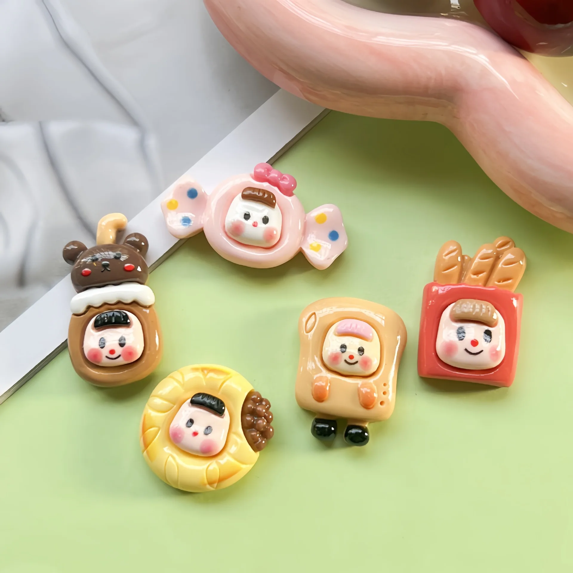 5pcs Foodie, Milk Tea, Candy, Duomei cartoon resin flatback cabochon diy crafts materials kid handmade jewelry charms