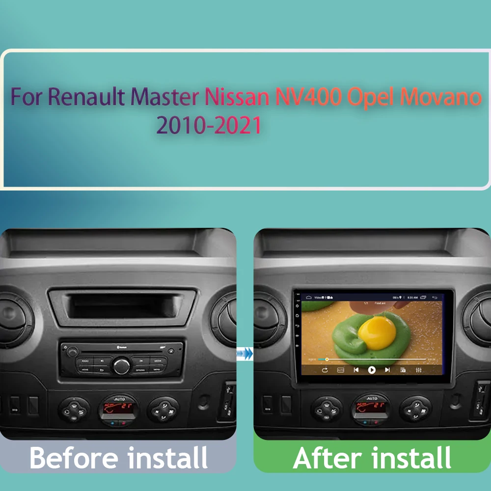 Android 13 For Renault Master Nissan NV400 For Opel Movano 2010-2021 Multimedia Car GPS Player Navigation Radio Stereo HDR WIFI