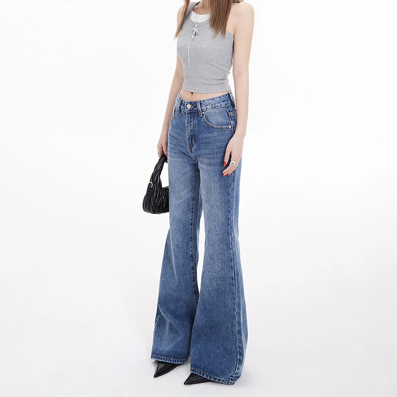 ZMAYC celana jins wanita, celana jins rumbai, pinggang rendah, celana kaki lebar, celana Denim seksi, celana Bell-bottoms, Jeans gaya Retro, wanita