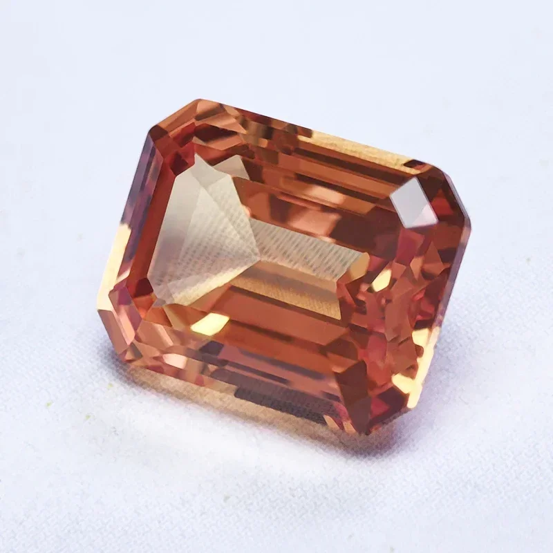 Lab Grown Sapphire Emerald Cut Orange Color  Gemstone For Charms DIY Ring Necklace Earrings Materials Selectable AGL Certificate