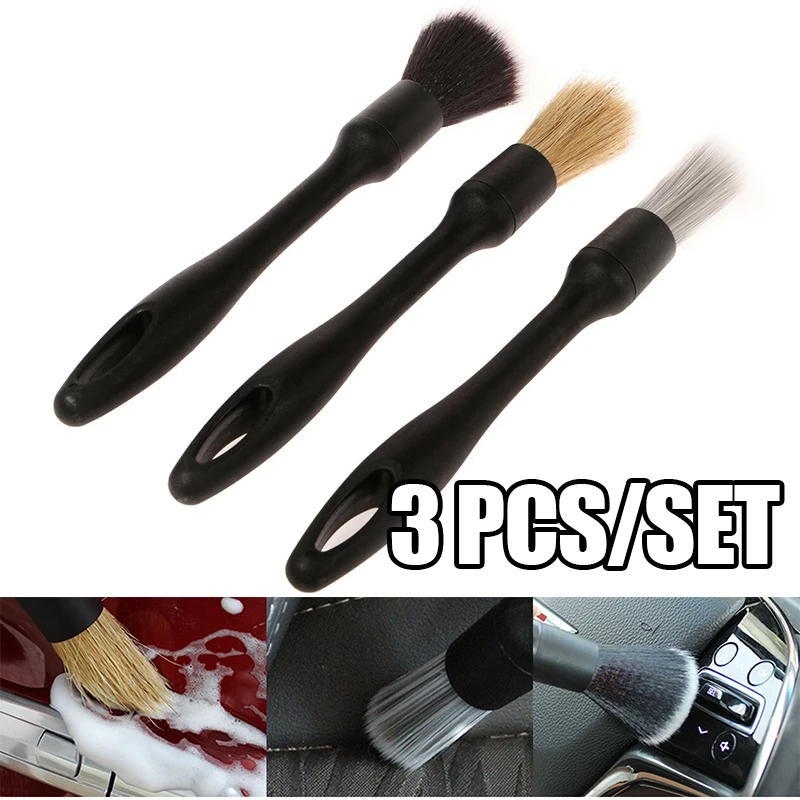 

3pcs Car Air Conditioning Outlet Beauty Cleaning Tool Soft Hair Interior Wheel Hub Detail Cleaning Brush Auto Wash Accessories