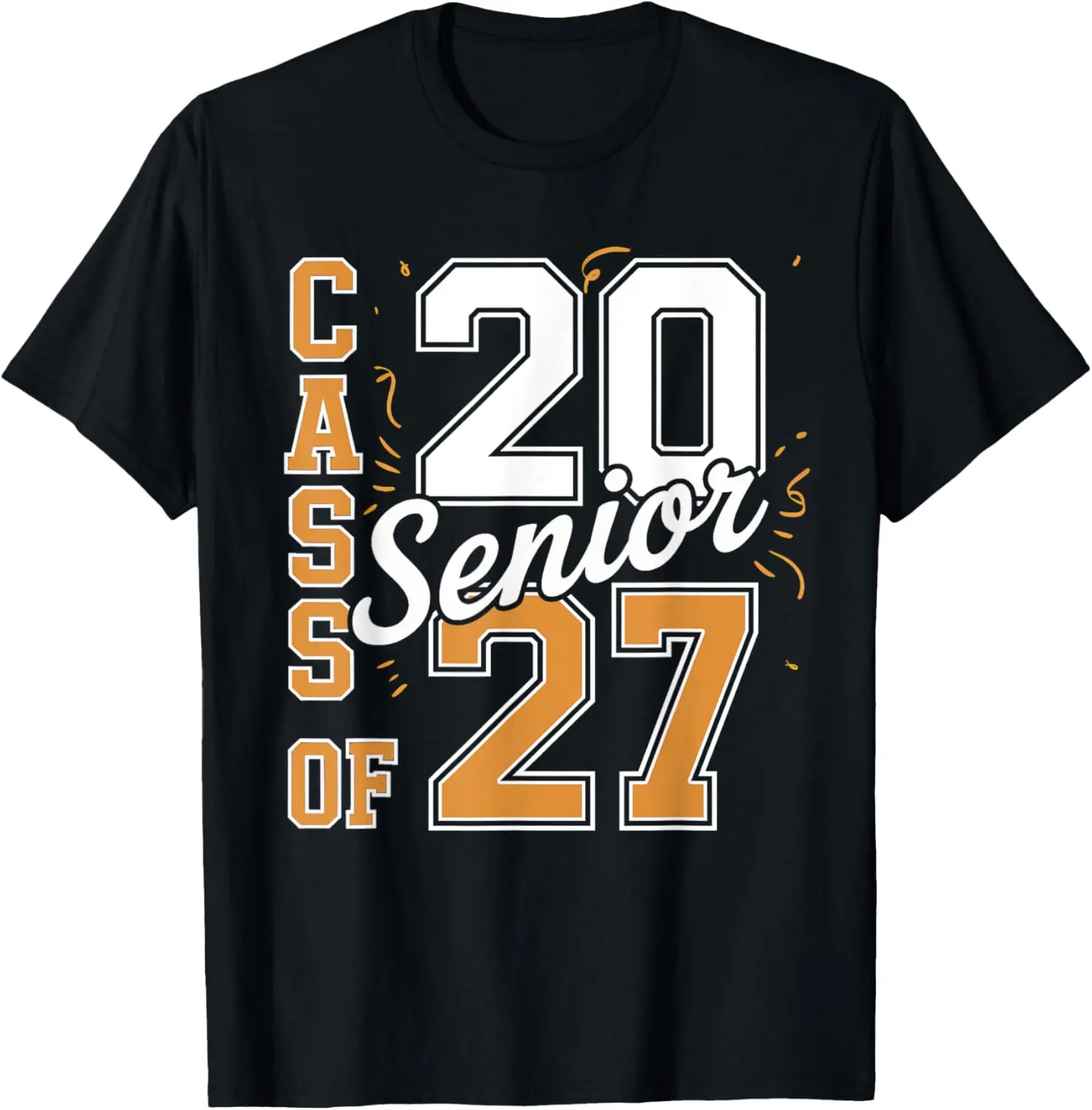 Senior Graduate Class Of Vintage Graduation 2027 T-Shirt Summer short-sleeved breathable sweat-wicking versatile fashion T-shirt for back-to-school season, unisex, Y2K Fashionable Cartoon Anime