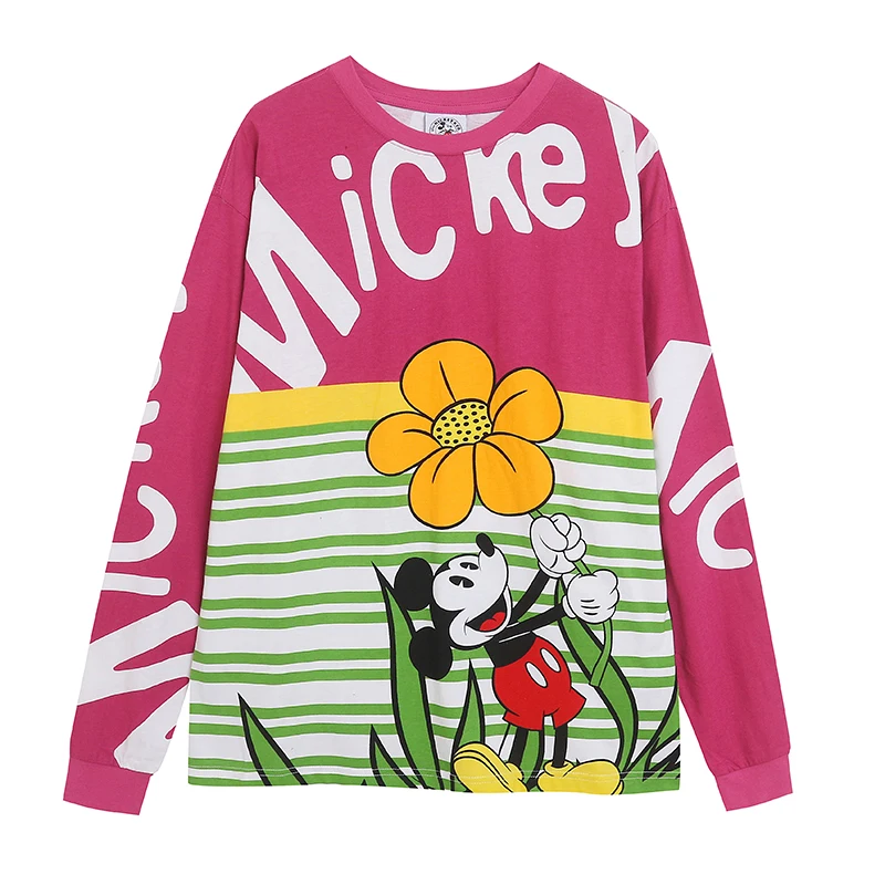 

High Grammage Pure Cotton Long Sleeve T-Shirt Loose Fit Cartoon Design Adult Unisex Dopaamine Style Theme Park Collection