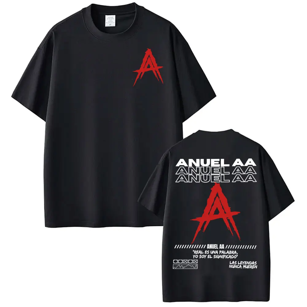 Anuel AA Rhlm 2 Real Hasta La Muerte Album Print T-shirts for Men Women Harajuku Hip Hop Street 100% Cotton Short Sleeve T-Shirt