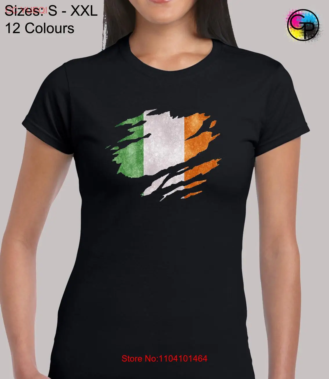 Ireland Flag Slash Novelty Irish Funny Fitted T-Shirt Top Tshirt Tee for Women