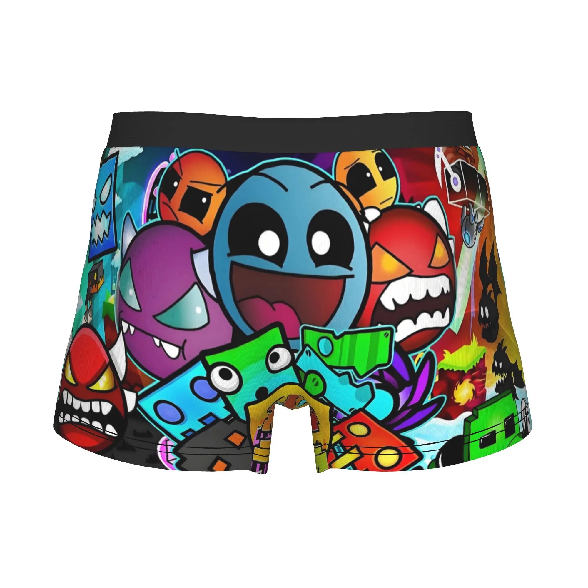 Cartoon Geometry Dash Underwear Male Printed Game Boxer Shorts Panties Briefs Soft Underpants
