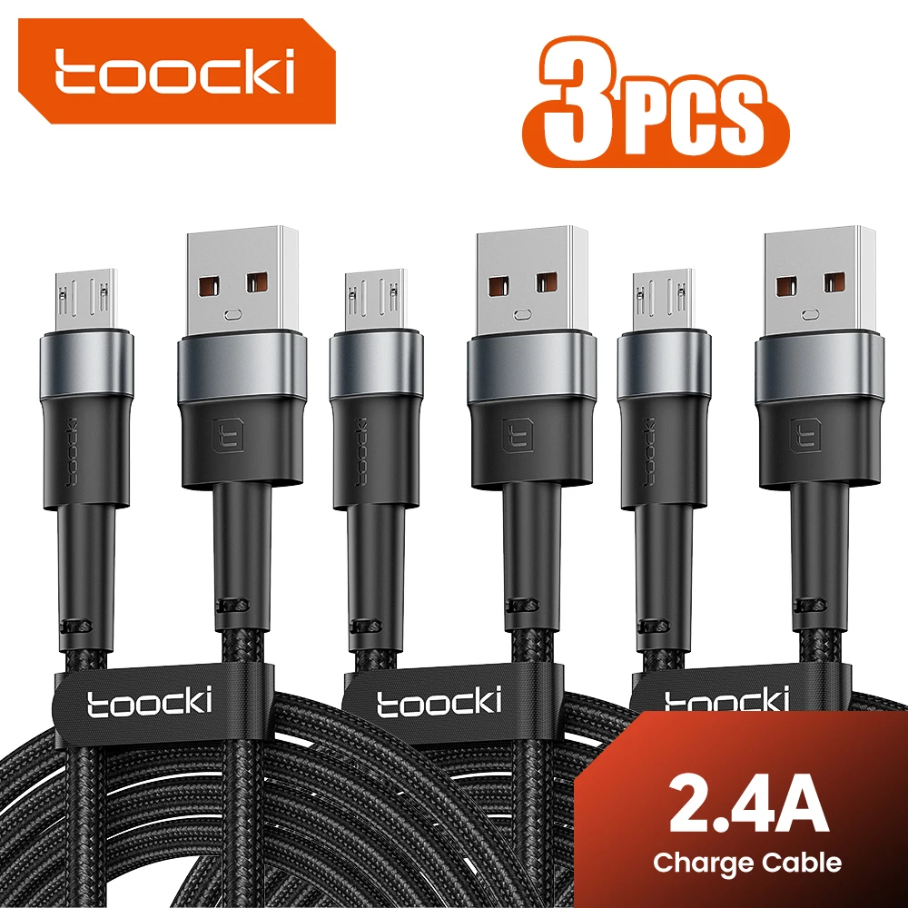 Toocki 3 Stück Micro-USB-Kabel 2A Nylon Schnellladekabel für Samsung Xiaomi HTC USB-Ladegerät Datenkabel Handykabel