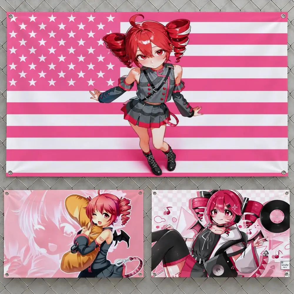 Character K-kasane Teto Vocal Synthesis Flags Wall Hanging Flag Banners For Birthday Parties Outdoor Bedroom Dorm Room Decor