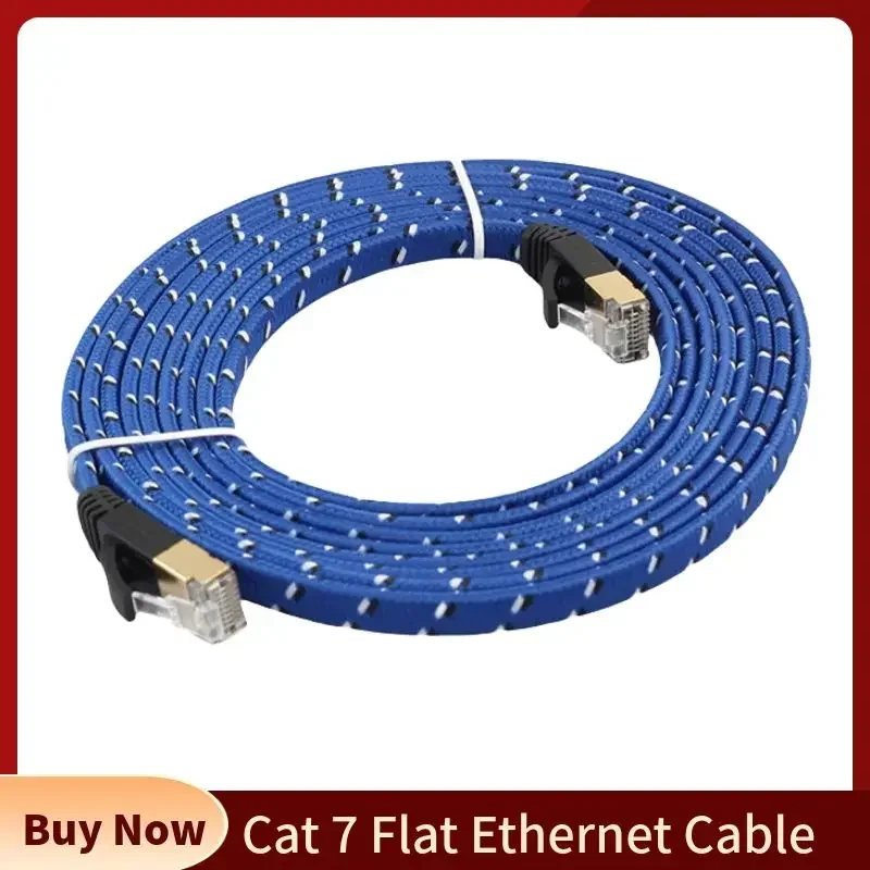 Cat 7 kabel Ethernet przewód płaski UTP z oplotem RJ45 przewód Lan Cat7 kable sieciowe 10Gbps dla Router modemu 1m 2m 5m 10m