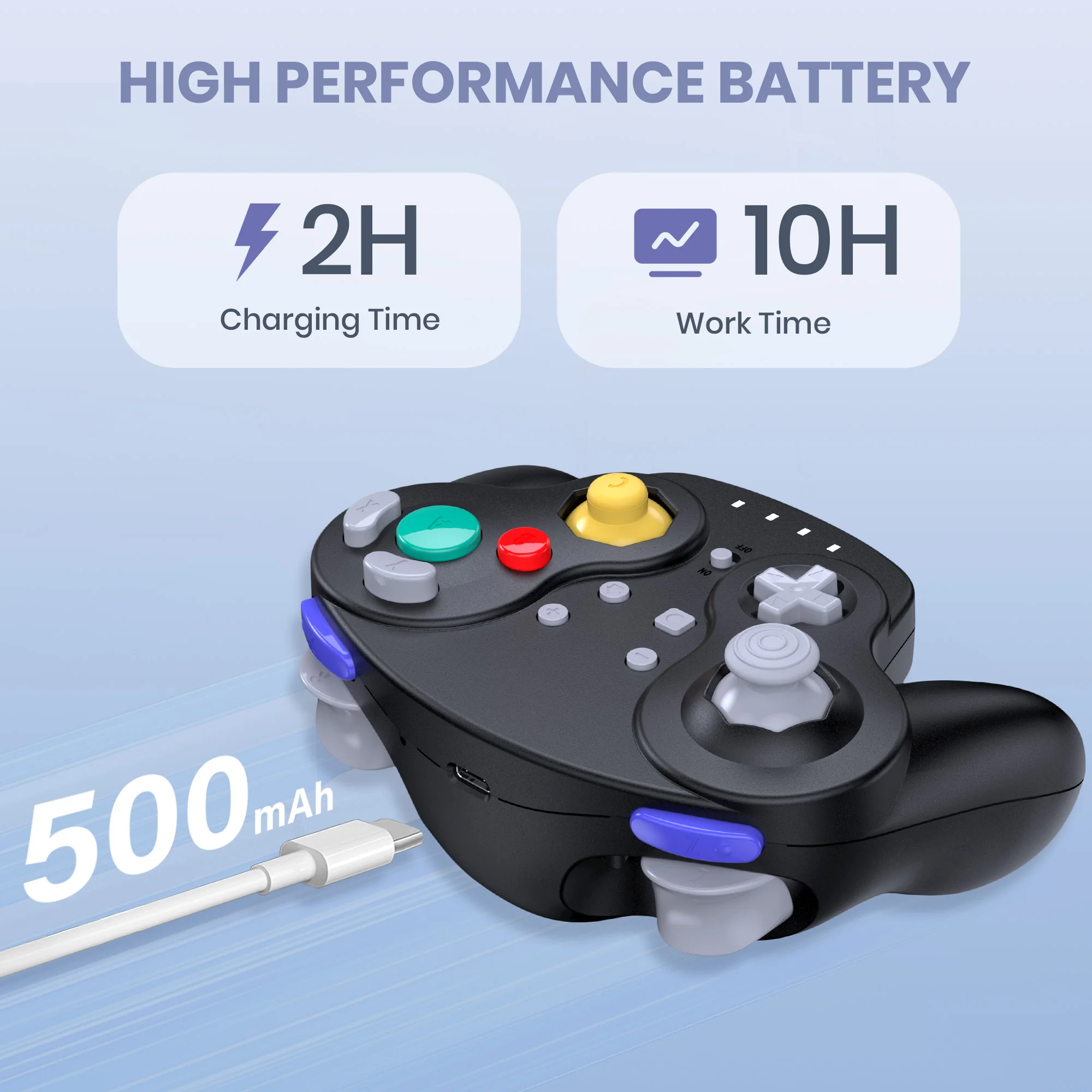 Wireless NFC Controller for Switch Online,NGC Style Controller Compatible with Switch Onlin2 PC - 6 Gyro Axis & 4 Level Vibratio