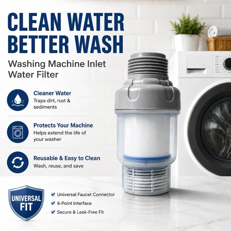 Washing‑Machine Inlet Pre‑Filter Household Tap Water Pipeline Accessory Reusable Washable 3/4 Inch Interface Universal Faucet
