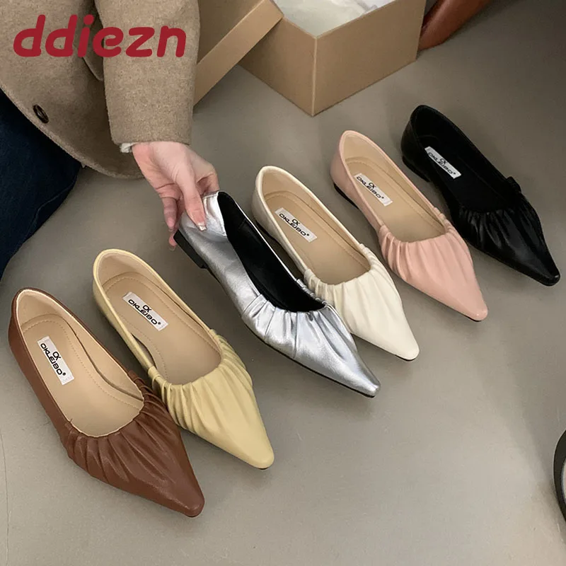 

Женская обувь с острым носком, мягкие женские туфли на плоской подошве с туфлями, модные шлепанцы без шнуровки, женские топсайдеры на плоской подошве