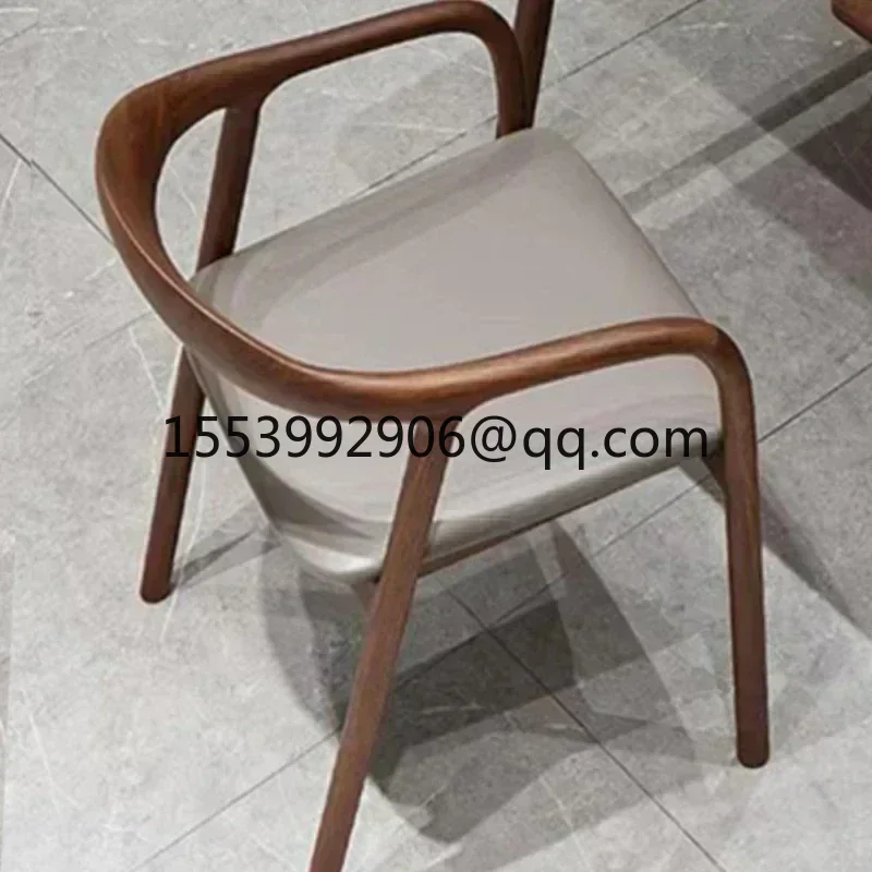 

Nordic minimalist solid wood chairs, dining , leather home backrest , new Chinese style armrests, leisure