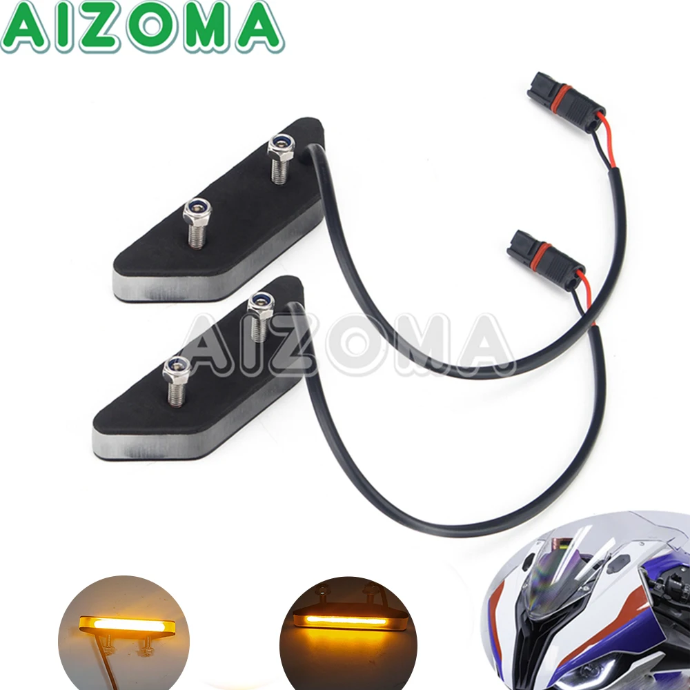 1Pair Aluminum LED Indicators Turn Signal Light For BMW S1000RR 2020-Up Motorcycle Mirror Block Off Turning Lamp Flasher Blinker