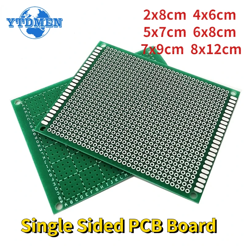 10pcs Prototype PCB Board Single Side Protoboard Green 2x8CM 4x6CM 5x7CM 6x8CM 7x9CM 8x12CM Diy Universal Breadboard