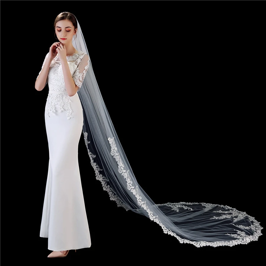 Voile de mariage cathédrale en ivoire blanc pour les patients de la mariée, accessoires de mariage sexy, nouveauté