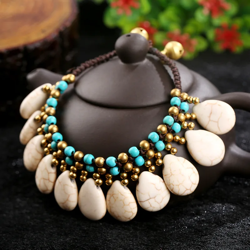 bracelet turquoise femme Stones Women Woven Wrap Bracelets Bohemian Statement Jewelry Homme Dropship