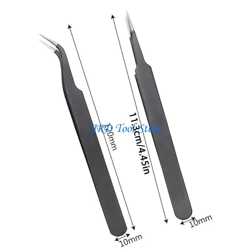 A2UD Tweezers Anti-Static Tweezers precisión ESD-15 Curved Bent Tip Tweezer Herramienta