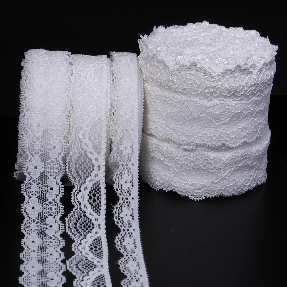 5 Yards/Lot Weißes Spitzenband Elastisches Spitzenmaterial DIY Dekorationsband Geschenkverpackung Nähen Kleidung Material Bastelbedarf