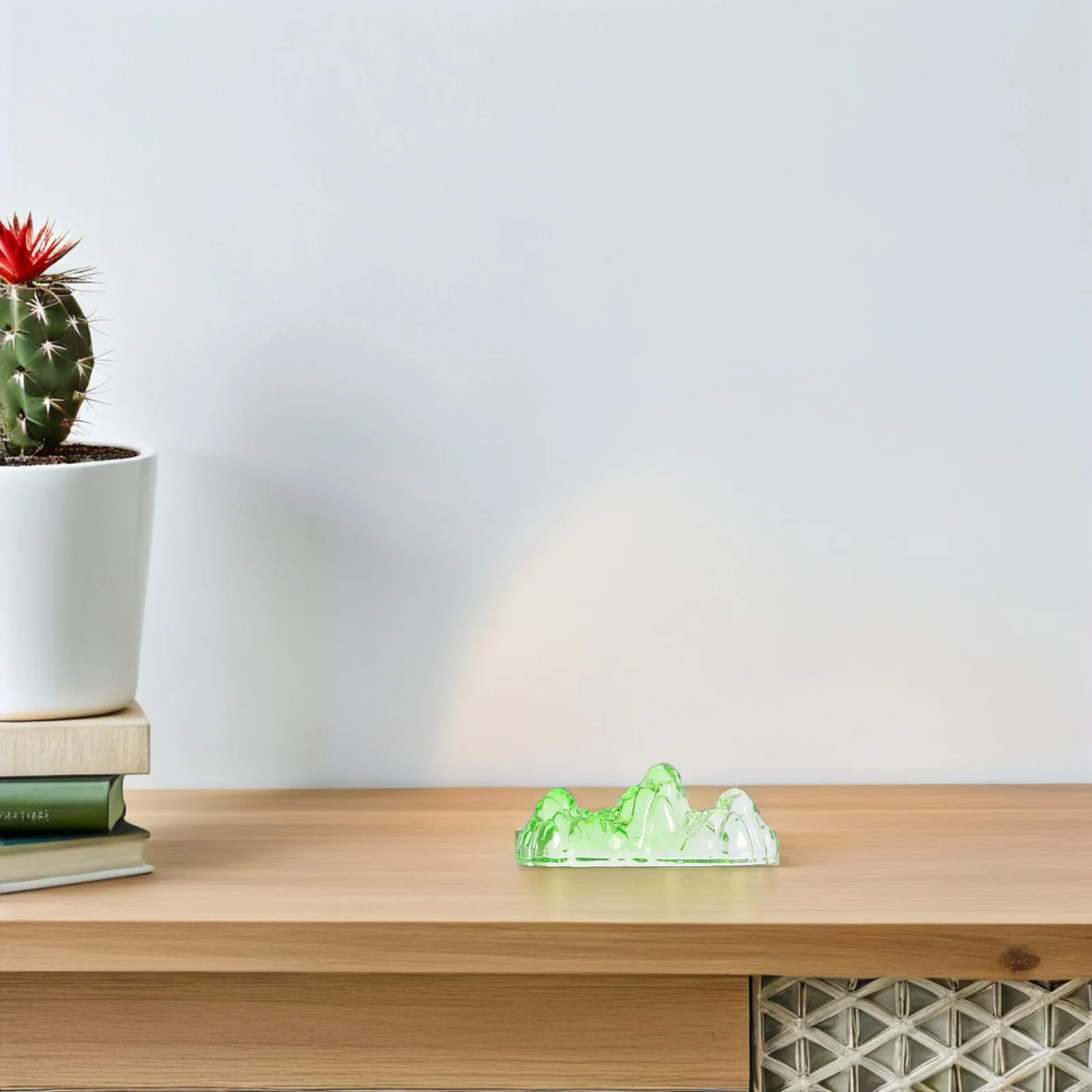 

Multifunctional Glass Calligraphy Brush Holder Mountain Style Pen Rest Desk Organizer Artistic Writing Tool for Chinese Painting