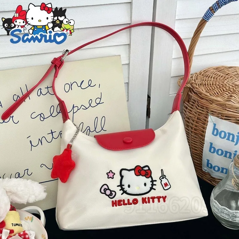 

Sanrio Hello Kitty New Women's Shoulder Bag Fashion Women's Handbag Large Capacity Personality Leisure Embroidery Women's Bag