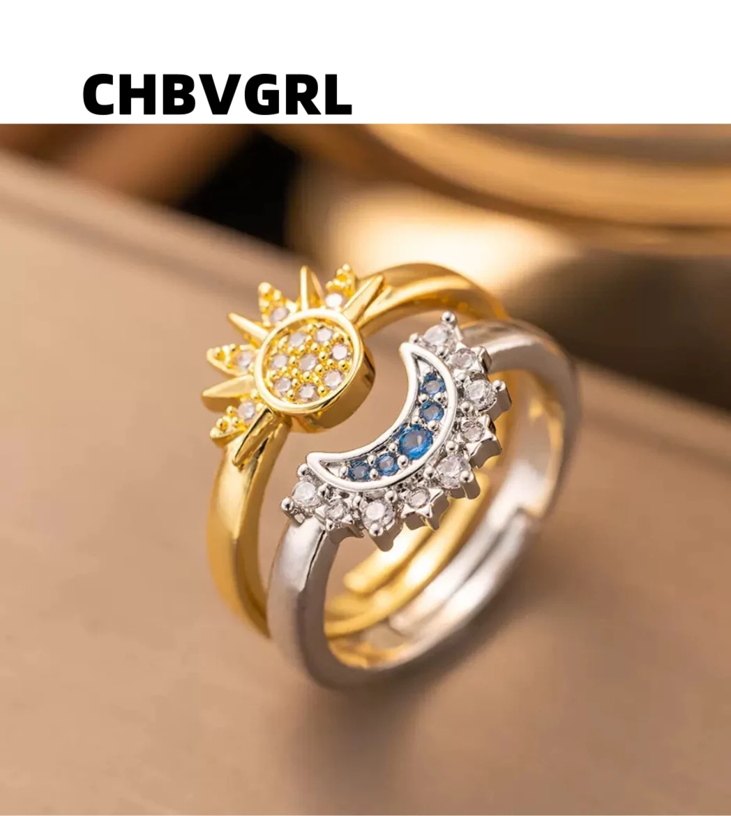 

Hot-selling couple model, personalized design, layered wearing, women's necklace with zirconia inlays, open ring, jewelry set