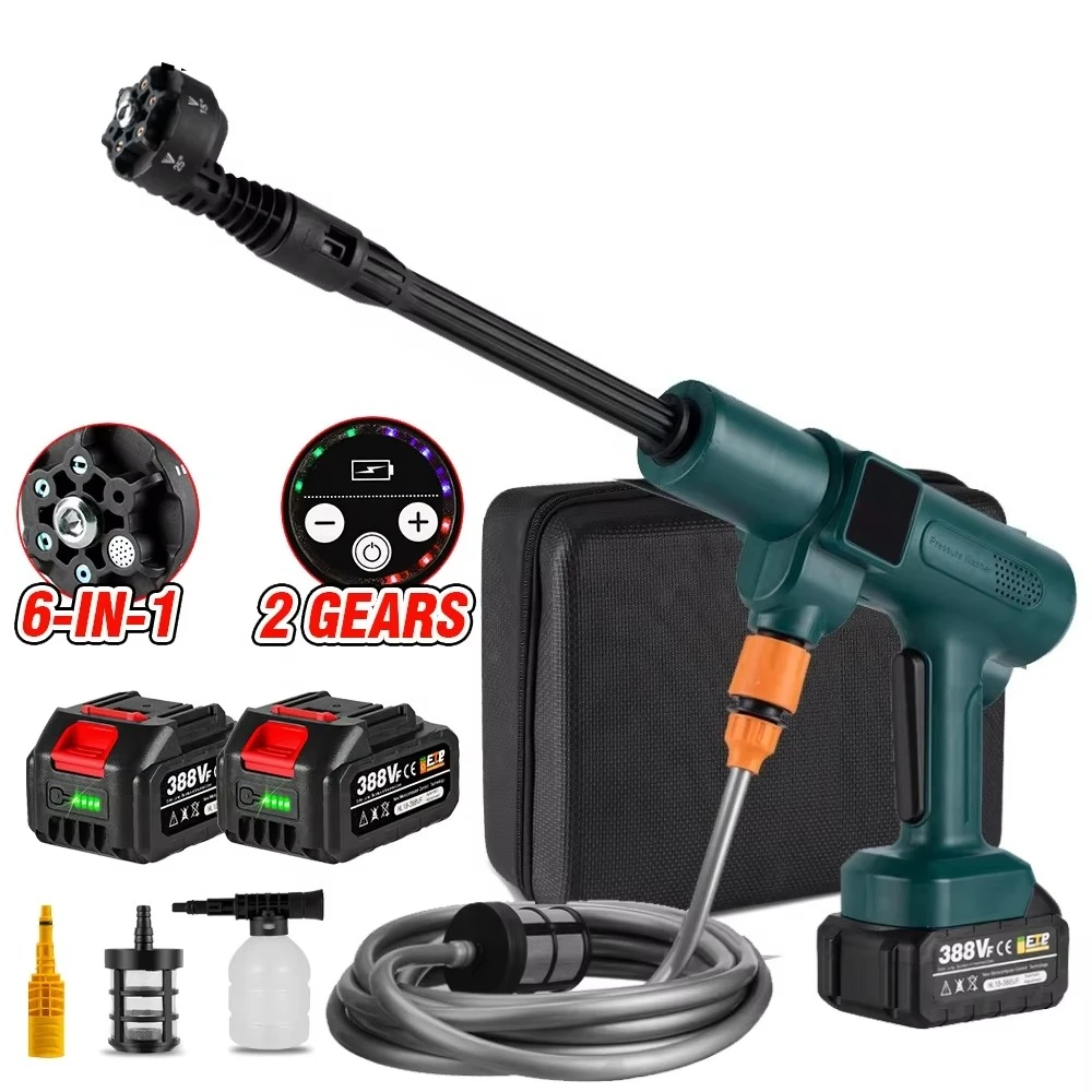3500W 200Bar Brushless Electric High Pressure Washer 6-in-1 Battery Operated Car Wash Garden Water Gun Spray Gun