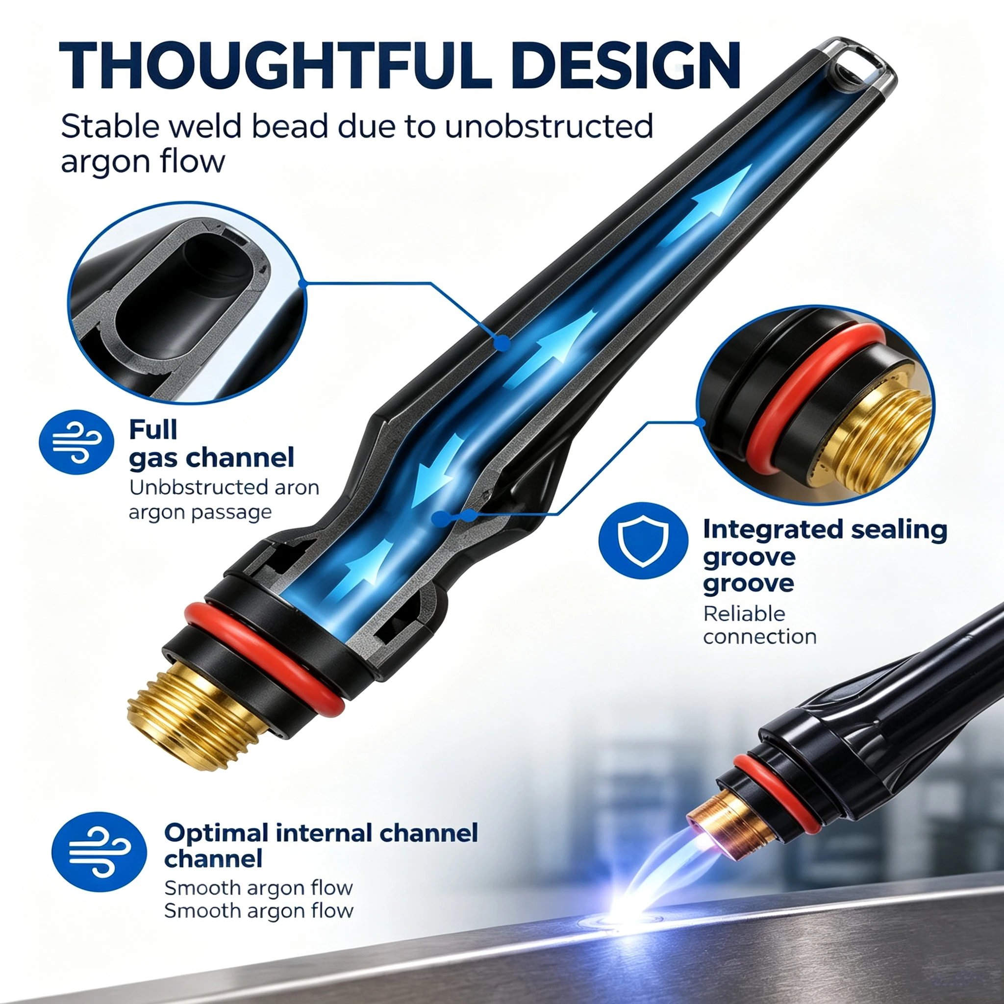 5PCS TIG Welding Torch Long Back Cap WP-17/18/26 57Y02 TIG Welding Accessories Long Tail