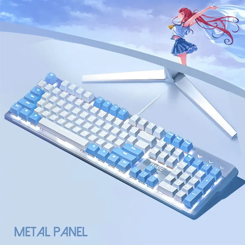 

Wired Mechanical Keyboard White-Blue/White-Purple Dual-Color Mixed Lighting Blue Switch Brown Switch Wired Gaming Keyboard