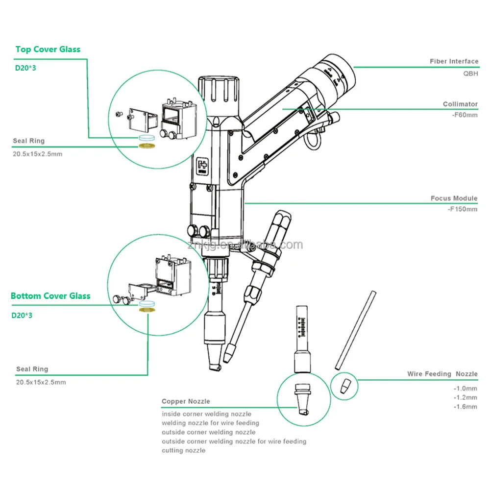 RayTools BW101-GS Laser Welding Cleaning Head with Wire Feeder for Metal Fiber Welding Machine