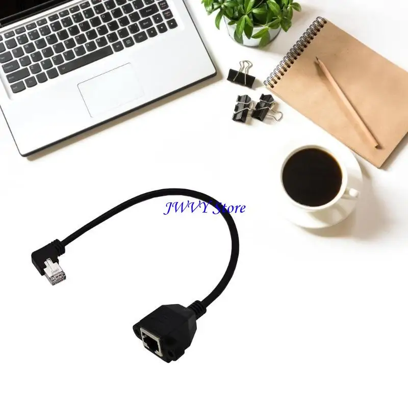 573A Fast Speed RJ45 Ethernet Extension Cable with 90° Left/Right/Up/Down Bend for Efficient Home Networking