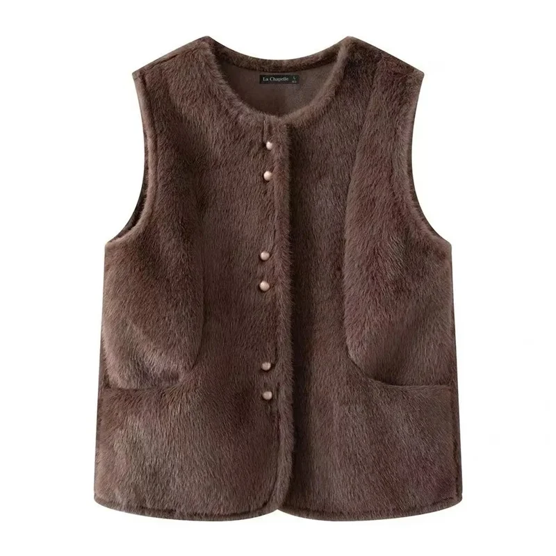 

Explosions Mink Velvet Fur Vest Jacket Women's2025Autumn Winter Fashion New Sleeveless Coat Ladies Temperament Waistcoat Outwear