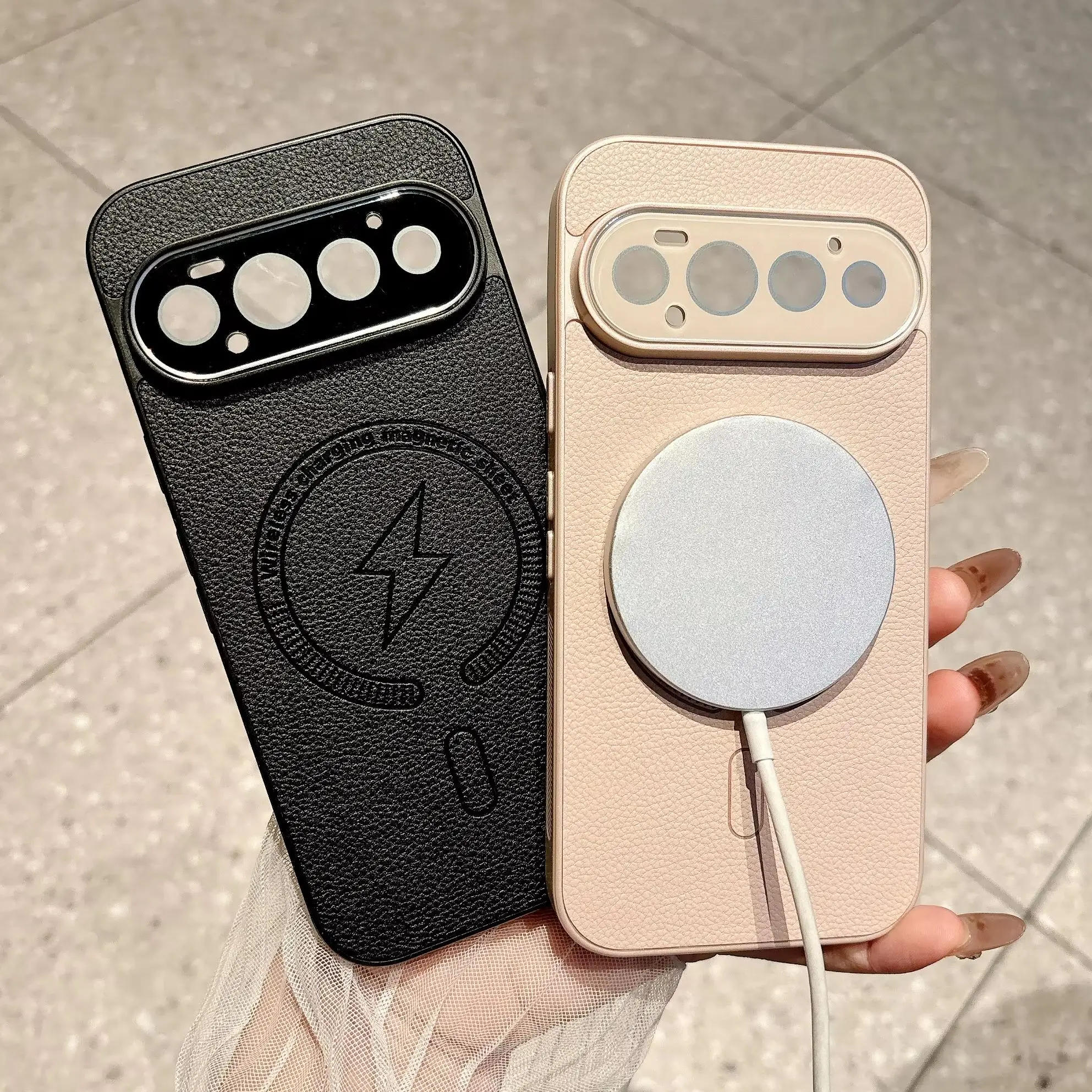 Étui magnétique texturé en cuir mat pour Google Pixel 11 10 9 Pro XL 10A 8 Pro 9A, protection d'objectif en verre Magsafe, housse professionnelle
