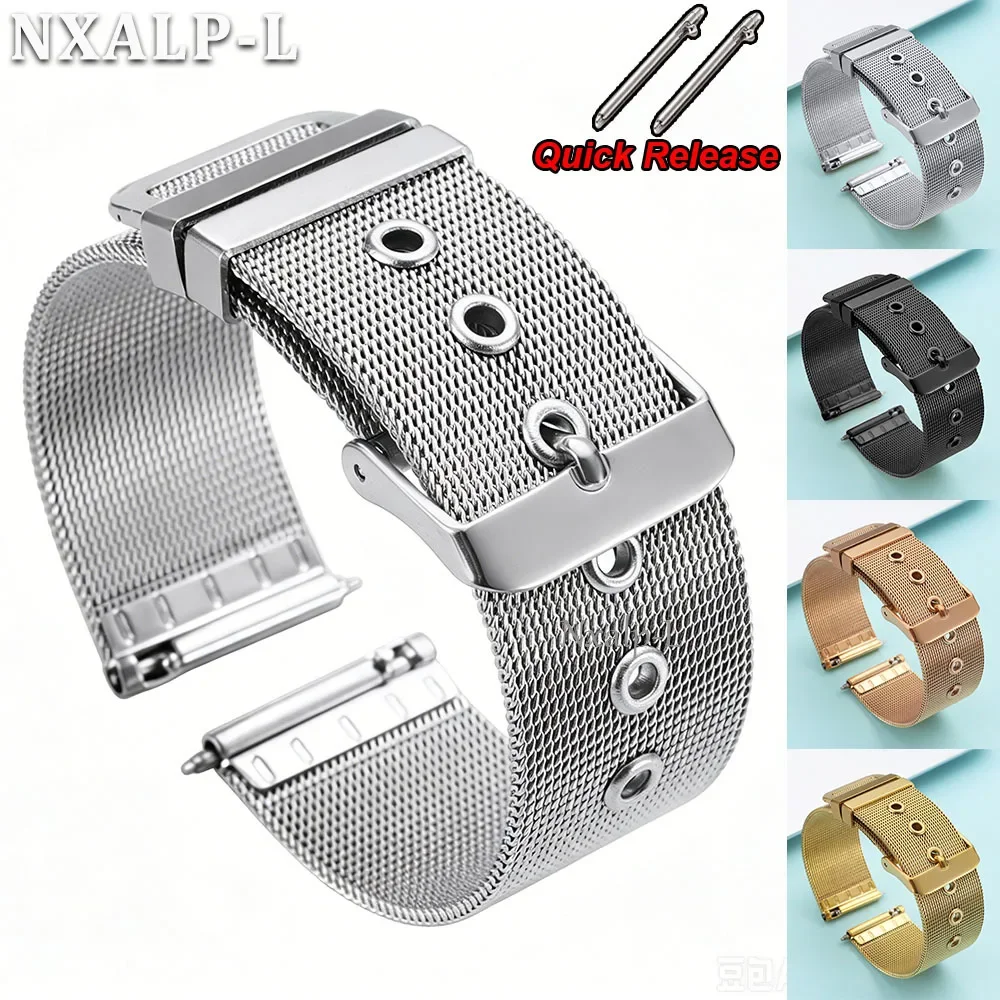 0,4 mm Milanaise-Mesh-Armband aus Edelstahl mit Schnellverschluss, 18 mm, 20 mm, 22 mm, 1,5 mm dickes Uhrenarmband für DW und Omega