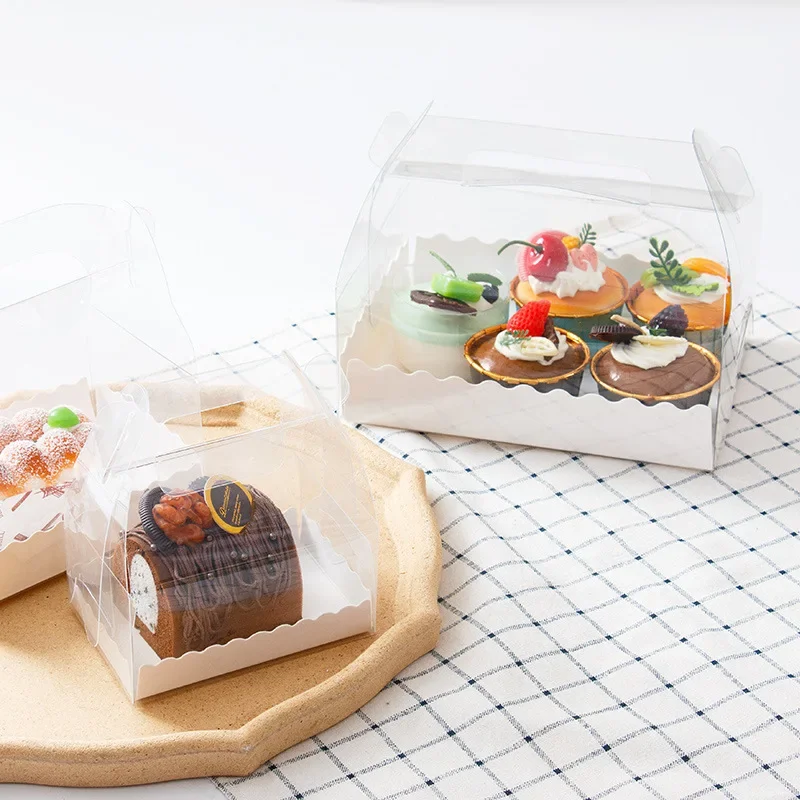 10pcs Transparent Long Strip Gift Box Suitable for Swiss Towel Roll Cake Packaging Gift Box Handheld and Portable Multiple Sizes