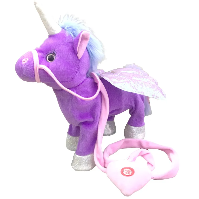 35cm Funny Electric Walking Unicorn Plush Toy Stuffed Animal Toys Electronic Music Unicorn Toy Christmas Gifts