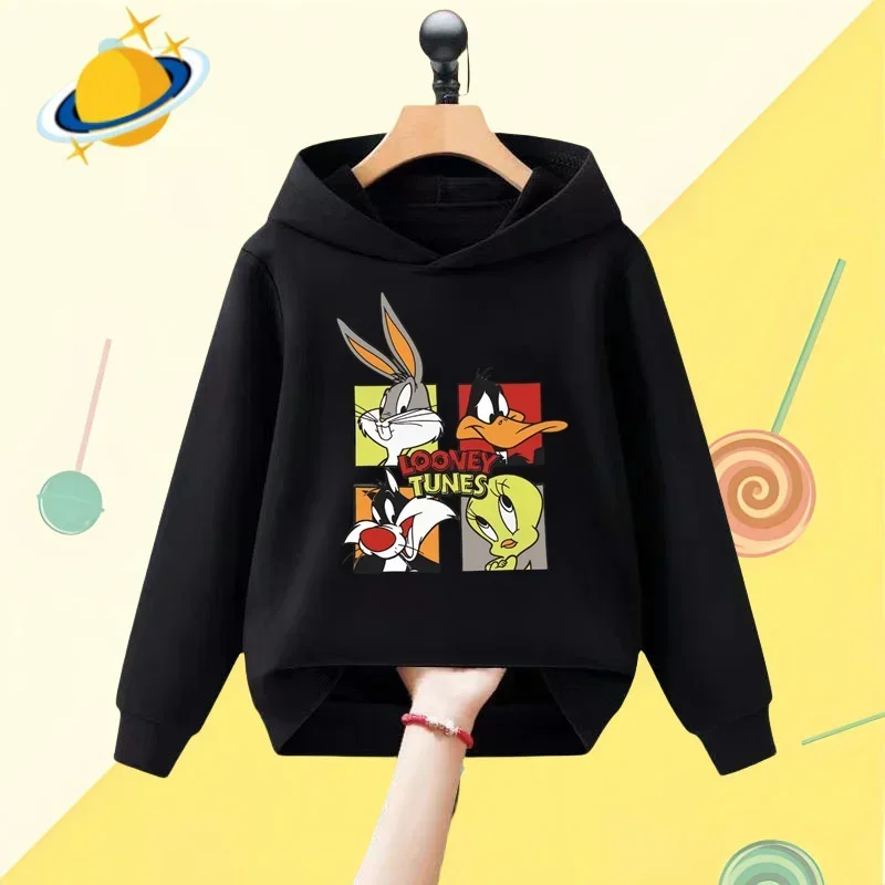 Bugs Bunny cartoon children\'s hoodie Disney cartoon print Autumn Winter long-sleeved sweatshirt Boys girls Kawaii casual top