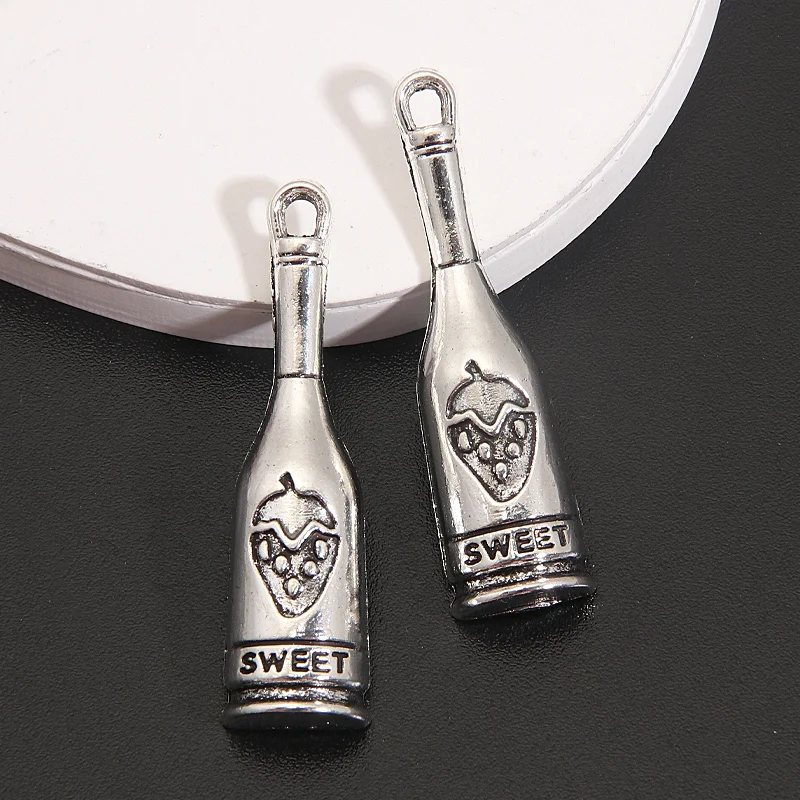 20pcs Sweet Wine Bottle Charms Silver Color Cute Drink Enjoy Life Pendants For Making Handmade DIY Findings Jewelry Accessories