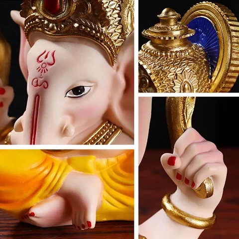 

Vilead Ganesha Statue Buddha Elephant Hidu God Sculpture Yoga Meditation Figurines Living Room Home Office Bedroom Decoration