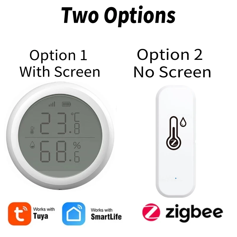 Tuya Smart ZigBee3.0 Temperature and Humidity Sensor Smart Life APP Control Indoor Humidity Detector Works with ZigBee Hub